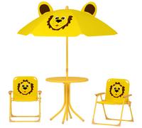 AIYAPLAY Set Tavolo, 2 Sedie e Ombrellone da Giardino per Bimbi 2-5 Anni Rosa