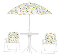 AIYAPLAY Set Tavolo, 2 Sedie e Ombrellone da Giardino per Bimbi 2-5 Anni Rosa