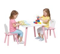 AIYAPLAY Set Tavolo e 2 Sedie per Bambini 3-6 Anni, Tema Zucchero Filato, Rosa