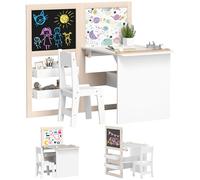 AIYAPLAY Set Tavolo e Sedia per Bambini 3-8 Anni, con Lavagne, Bianco