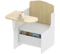 AIYAPLAY Set tavolo e sedia per bambini, scrivania e sedia per bambini con contenitori, 2 in 1 scrivania per bambini per giocare, leggere, dipingere, set da tavolo per attività dai 3 ai 5 anni, bianco