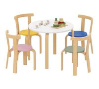 AIYAPLAY Tavolino e Sedie per Bambini 3-8 Anni 5 pz in Legno