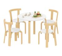 AIYAPLAY Set Tavolo e Sedie per Bambini 3-8 Anni 5 pz in Legno