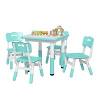 AIYAPLAY Set Tavolo e Sedie per Bambini 5 pz in Legno e PP Grigio