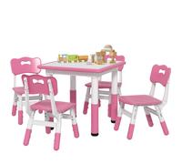 AIYAPLAY Set Tavolo e Sedie per Bambini 5 pz in Legno e PP Verde