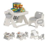 AIYAPLAY Set Tavolo Multiuso per Bambini con Sedia in HDPE e PP Grigio Bianco