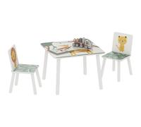 AIYAPLAY Set da 3 Pezzi con Tavolo per Bambini e 2 Sedie, Set di Arredo Cameretta e Salotto con Tavolino e Sedie per Bimbi da 3-8 Anni, Fantasia con Animali, Verde