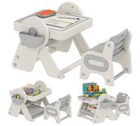 AIYAPLAY Set Tavolo Sedie Bambini in HDPE e PP Grigio Bianco