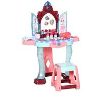 AIYAPLAY Set Tavolo Toeletta con Sgabello per Bambini da 3-6 Anni, Postazione Trucco Bambina con Luci e Musica, 31 Accessori di Bellezza Inclusi
