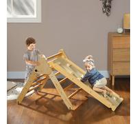 AIYAPLAY Set telaio da arrampicata 2 in 1 con scivolo, triangolo da arrampicata in legno per interni