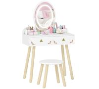 AIYAPLAY Set Toeletta 2 in 1 con Specchio Illuminato e Sgabello Bianco
