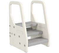 AIYAPLAY Sgabello per Bambini 2-5 Anni a 3 Gradini in HDPE Grigio e Bianco Crema