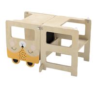 AIYAPLAY Sgabello per Bambini per Bambini con Lavagna e Tavolino color Legno