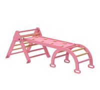 AIYAPLAY Struttura da arrampicata per interni 5 in 1, pieghevole, con scivolo, arco da arrampicata, Rosa Aosom Italy
