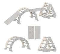 AIYAPLAY Struttura per Arrampicata Indoor, Triangolo di Arrampicata 5 in 1 con Scivolo, Arco di Arrampicata, rampa bifacciale Inclusa, Parco Giochi Indoor per Bambini 18-48 Mesi, Grigio+Bianco