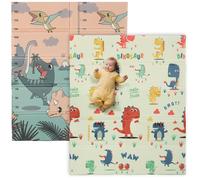 AIYAPLAY Tappeto da gioco per bambini a doppia faccia, pieghevole e reversibile, impermeabile per bambini in schiuma per gattonare all'aperto, 177 x 146 x 1,5 cm, tema dinosauro.