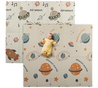 AIYAPLAY Tappeto per Bambini 0-6 Anni da 3.45㎡ a Tema Spazio con Superficie Impermeabile, Tappeto Gattonamento in XPE, 196x176x1.5 cm, Multicolore