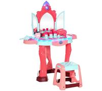 AIYAPLAY Tavolino Toeletta per Bambine, 57x34x76 cm, Blu Rosa e Rosso