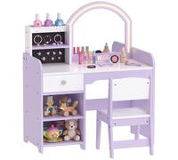 AIYAPLAY Toeletta per Bambine con Sgabello, Portagioielli, Luci, Viola