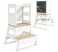 AIYAPLAY Torre Montessoriana per Bambini con Lavagna e Ringhiera in Legno Bianco