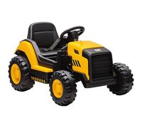 AIYAPLAY Trattore Elettrica per Bambini 3-6 Anni Licenza CAT, 12V Macchina Elettrica Escavatore Giocattolo Cavalcabile con 2 Motori, Sospensioni, Telecomando, Luci, Musica, USB e Bluetooth, Giallo