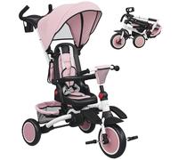 AIYAPLAY Trike per bambini, Triciclo per bambini 6 in 1 con maniglia e tettuccio regolabili per il genitore, sedile convertibile, per età da 1 a 5 anni, passeggino pieghevole con imbracatura di