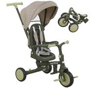 AIYAPLAY Trike per bambini, Triciclo pieghevole per bambini 5 in 1 con maniglia regolabile per il genitore e tettuccio rimovibile, imbracatura di sicurezza a 5 punti, poggiapiedi, borsa per il
