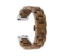 AIYIBEN Cinturino in Legno da 20mm, Adatto per Samsung Galaxy Watch Active/Active 2, Cinturino in Acciaio Inossidabile 40/42/44mm, Cinturino di Ricambio in Legno a sgancio rapido(Noce + Silver)