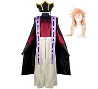 AIYINIY Costume per cosplay, con ventaglio pieghevole, per cosplay, Halloween, personaggio anime, feste di Carnevale, costume per adulti (Douma + parrucca, L)