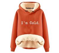 AIYINIY Felpa invernale da donna con cappuccio, foderata in pile Sherpa, con grafica Yes I Am Still Freezing, vestibilità ampia, a maniche lunghe, calda felpa con cappuccio per la stagione fredda