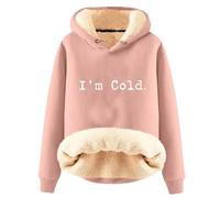 AIYINIY Felpa invernale da donna con cappuccio, foderata in pile Sherpa, con grafica Yes I Am Still Freezing, vestibilità ampia, a maniche lunghe, calda felpa con cappuccio per la stagione fredda