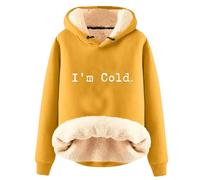 AIYINIY Felpa invernale da donna con cappuccio, foderata in pile Sherpa, con grafica Yes I Am Still Freezing, vestibilità larga, a maniche lunghe, calda felpa con cappuccio per la stagione fredda