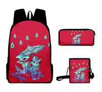 AIYINIY Hazbin - Zaino scolastico per hotel, motivo: angelo, polvere, Alastor Charlie, set da 3 pezzi, per ragazzi e ragazze, Tipo 18, 40x30x13cm(backpack), Anime