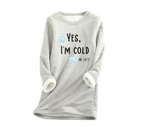AIYINIY Yes, I'm Cold.ME - Felpa da donna casual in pile, oversize, girocollo, maniche lunghe, tinta unita, calda, morbida e confortevole, elegante (beige 1, XL)