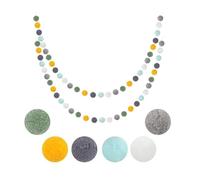 AIYONG 2 Ghirlanda con pompon in feltro, 40 palline,arcobaleno colori neutri per genere, decorazione con pompon, decorazione per bambini, bandiere, decorazioni per feste di compleanno, Pasqua