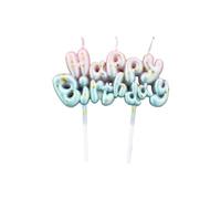 AIYONG Compleanno Lettera Candele, Happy Birthday Candele, Candele di Compleanno con Gradiente Rosa Blu Per Torta, Candele Di Compleanno per Anniversario, Matrimonio, Baby Shower (Happy Birthday)