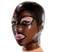 AIYOUBRS Copricapo in Lattice con Cerniera Posteriore Nera Cappuccio in Lattice Maschera con Occhi Esposti e bocca Esposta Bondage Traspirante(Size:XL-70CM)