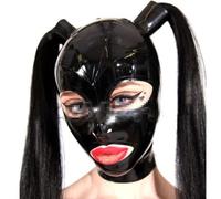 AIYOUBRS Sexy Maschera In Lattice Con Cappuccio In Gomma Con Parrucca Lattice Naturale Adatto per Cosplay E Spettacoli A Scena(Size:XL-70CM)