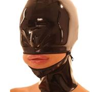 AIYOUBRS SM Maschera di Lattice Cappuccio Bondage Fetish Full Face Mask Maschera Facciale in Gomma con Cerniera Posteriore(Size:L-68CM)