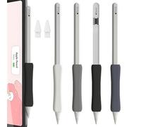 aiyraa 4 manici per Apple Pencil e 2 punte di ricambio compatibili con Apple Pencil di seconda generazione, Apple Pencil Pro e Apple Pencil USB-C Impugnatura ergonomica (bianco/grigio/grigio scuro