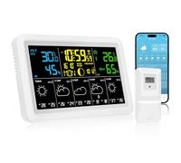 AIYUNDI Stazione Meteo con Sensore Esterno, 7.5 Inch Display a Colori, Stazione Meteorologica con Previsioni del Tempo, Umidità, Sveglia, Pressione dell'aria, Uso Interno ed Esterno, 500FT/150M