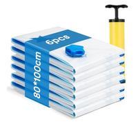 AIyvisun 6pcs Sacchetti Sottovuoto Vestiti 80 * 100cm con Pompa, XL Buste Sottovuoto Vestiti Riutilizzabili, Sacchi Sottovuoto per Coperte Lenzuola Piumoni Cuscini