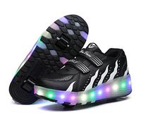 Aizeroth USB Ricarica LED Luci Brillantini Skateboard Scarpe Sportive con Rotelle Retrattile Sneakers Outdoor Multisport Luminose Running Calzature da Ginnastica per Bambini Regalo di Compleanno