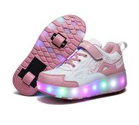 Aizeroth USB Ricarica LED Luci Brillantini Skateboard Scarpe Sportive con Rotelle Retrattile Sneakers Outdoor Multisport Luminose Running Calzature da Ginnastica per Bambini Ragazze e Ragazzi