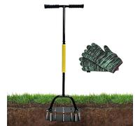 Aizgog Strumento di aerazione per prato | Strumento Manuale per Smuovere il Terreno,Spring-Loaded Design Aerator for Lawns with 17 Steel Spikes,per Manutenzione del Prato, Giardinaggio e Aerazione del