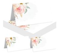 AIZHAZHA 50pz Segnaposto Cartellini, Segnaposto Matrimonio Decorazione Tavolo, Fiore Cartoncini Segnaposti Personalizzati per Compleanno Comunione Battesimo Nascita Bigliettini Laurea Decorar Festa