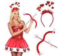 AIZHAZHA Amor Costume da donna set di accessori da 2 pezzi Cupido freccia e arco con cuore cerchietto per capelli, fascia per capelli, idea regalo cosplay decorazione per San Valentino, Carnevale