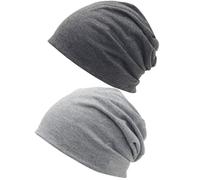 AIZIYIN Cappello Classico Invernale delle Donne, Cappello Leggero Slouch delle Donne degli Uomini 2 Pezzi Cappello Morbido del Cranio della chemio (IT, Numero, 60, 68, Gray)