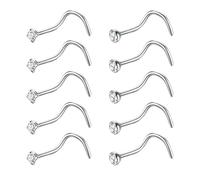Aizuoni Anello al Naso con Perno per Donne,10 pezzi di gioielli per | piercing nasale con spillo e gemme - per l' Quotidiano, Libero, Scuola, Feste, Viaggi e Vacanze - per spostamenti, li