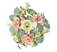 Aizuoni Ghirlande di anelli di candela, anelli di candela di fiori,Corona portacandele Lanterna artificiale - Centrotavola con anelli di fiori e candele per la festa in casa in fattoria con